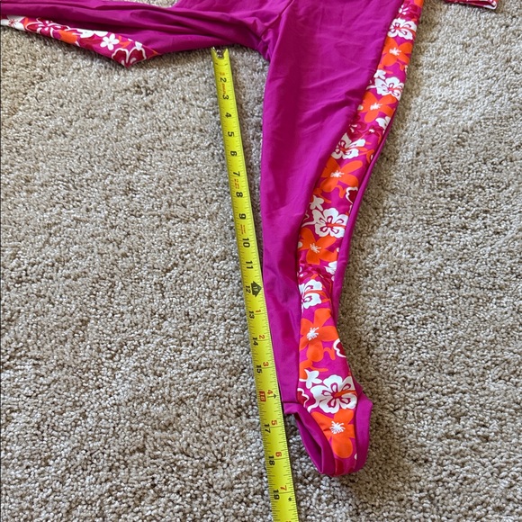 NWT Kids Floral One Piece Swim Suit Pink and Orange Tropical Beachy Summer - Picture 8 of 11